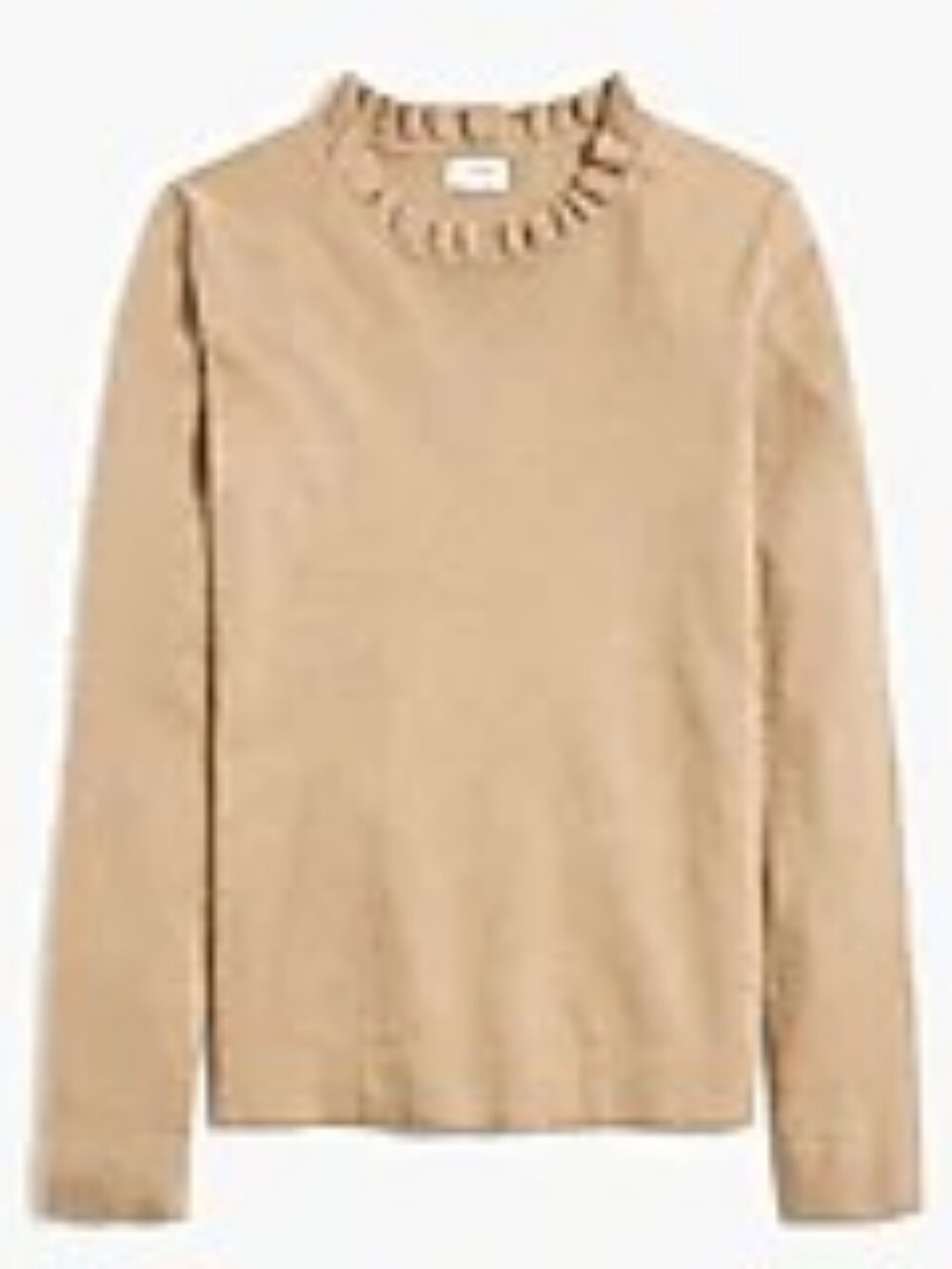 J. Crew Factory Ruffle-Neck Knit Sweater in Camel